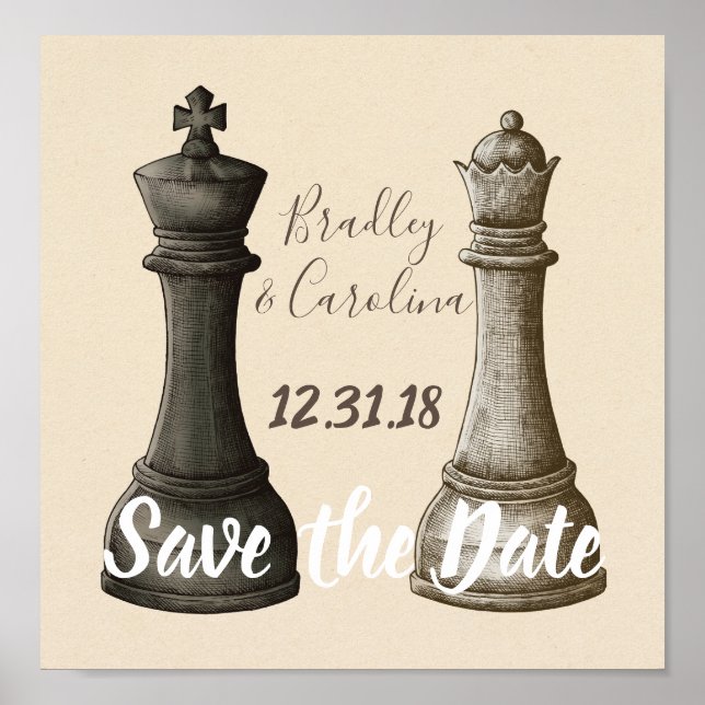 Save the Date Chess King Queen Poster (Front)