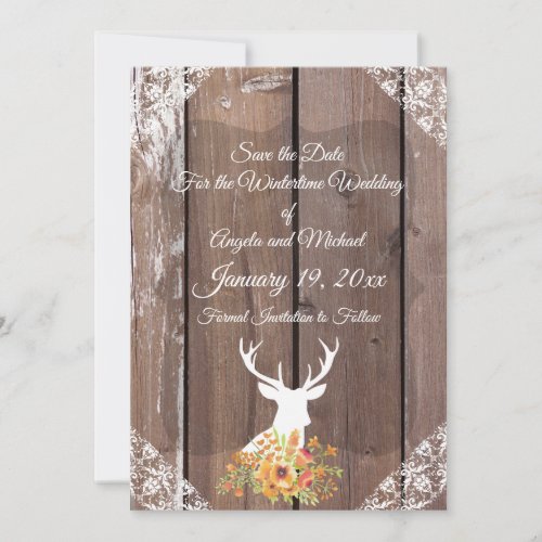 Save the Date Chic Antique Rustic Deer Antlers