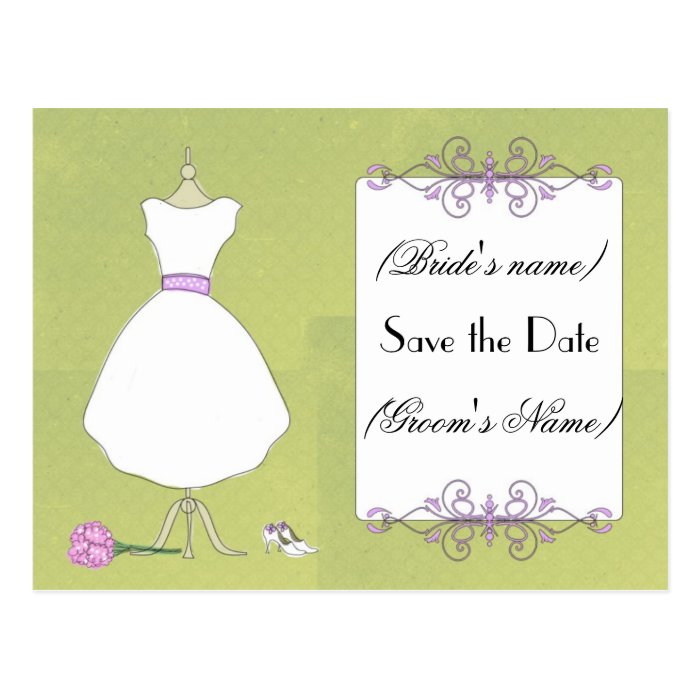 Save the Date Chic Bridal Dress Postcard