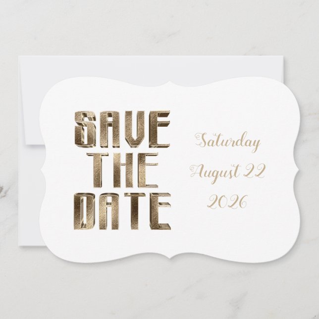 Save The Date Chic Gold Typography Wedding Party (Front)