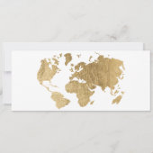Save the date chic gold world map boarding pass (Back)