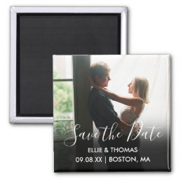 Save the Date Chic Modern Script Photo Magnet