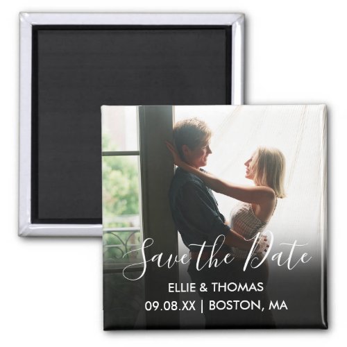 Save the Date Chic Modern Script Photo Magnet