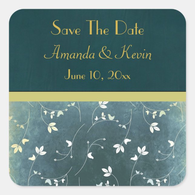 Save The Date Chic Vintage Style Square Sticker (Front)