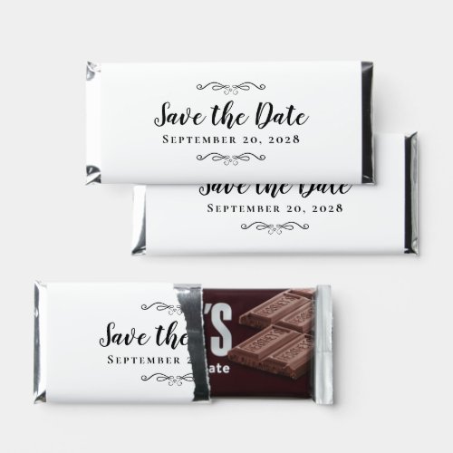 Save The Date Chic Wedding Engagement Black White Hershey Bar Favors