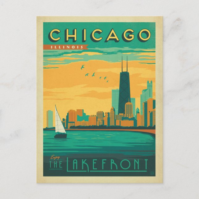 Save the Date | Chicago, IL - Enjoy the Lakefront Announcement Postcard (Front)