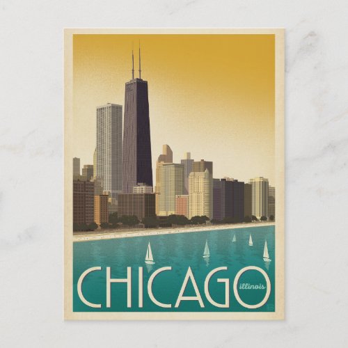 Save the Date  Chicago IL _ Skyline Announcement Postcard