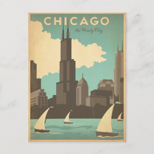 Save the Date  Chicago IL _ Windy City Announcement Postcard