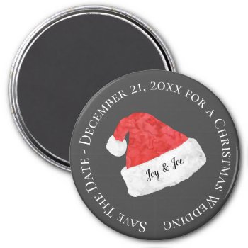 Save The Date/christmas Wedding/ Santa Hat Magnet by HolidayCreations at Zazzle