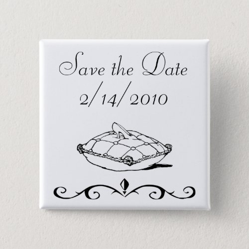 Save the Date Cinderella Slipper Fairytale Art Button