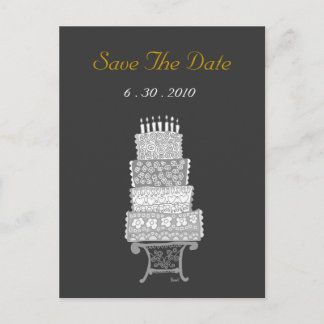 Save The Date Classic Black Wedding Cake Postcard