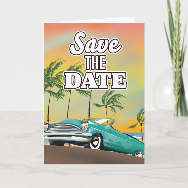 Save the Date Classic car Note Card (Front)