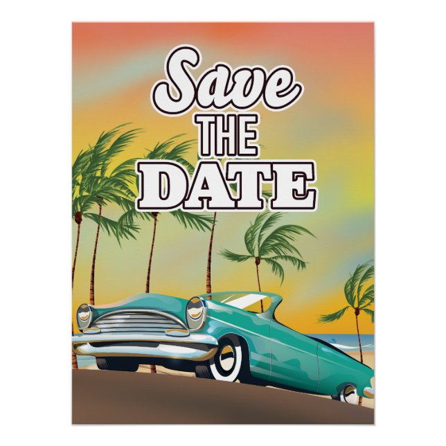 Save the Date Classic car Poster (Front)