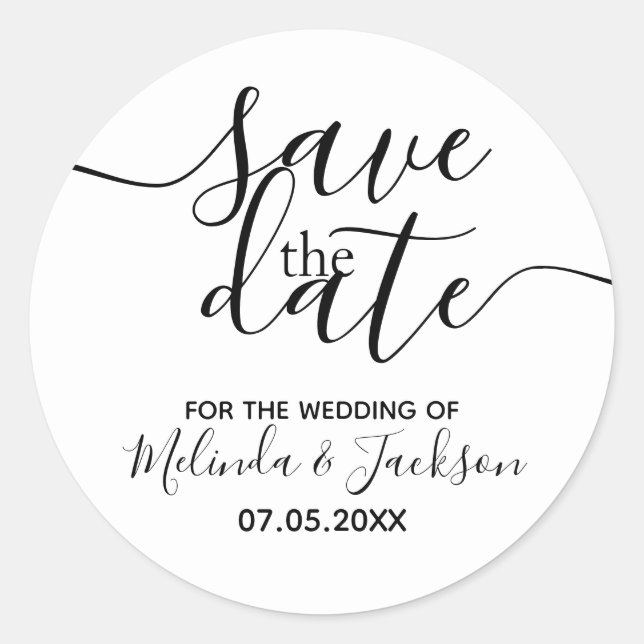Save the Date Classic Round Sticker (Front)