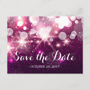 Save the Date Classy Pink Glamour Glitter Sparkles Announcement Postcard