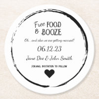 Save the Date Coaster - Free Food & Booze