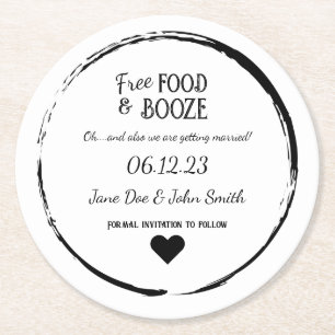 Save the Date Coaster - Free Food & Booze