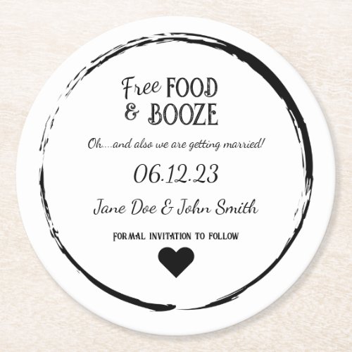 Save the Date Coaster _ Free Food  Booze