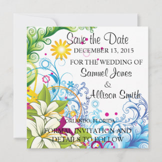 Save the Date Colorful Background Design Invite