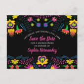 Save the Date Colorful Mexican Fiesta Floral Announcement Postcard (Front)