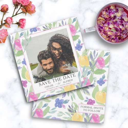 Save the Date  Colorful Watercolor Floral Wedding