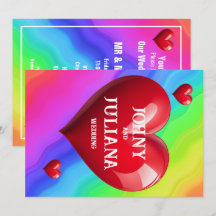 Save The Date Colorful Wedding Red Heart