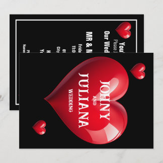 Save The Date Colorful Wedding Red Heart Invitation