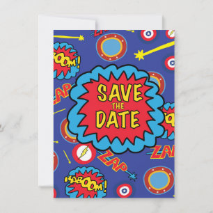 Save the Date Comic Heroes Invitation