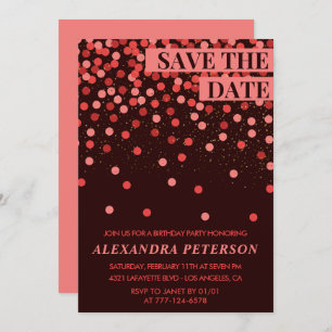 Save the date Confetti Red 96th birthday Invitation