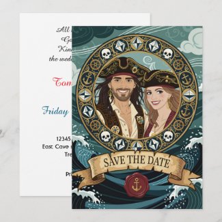 Save The Date Cool Pirate Wedding
