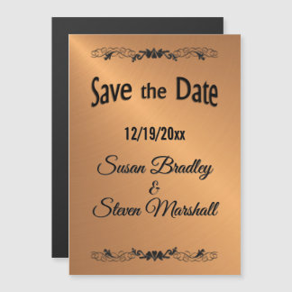 Save the Date Copper Shine Black Text Magnetic Invitation