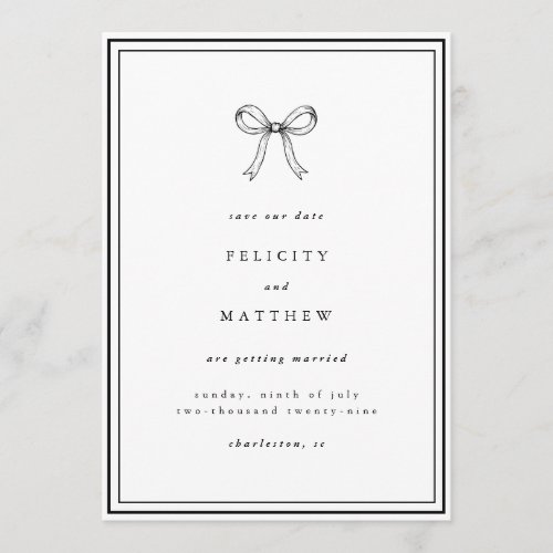 Save the Date | Coquette Bow Wedding Announcement