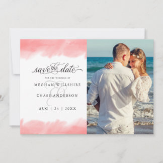 Save the Date  | Coral Rose Watercolor Stroke Invitation