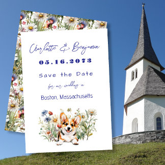 Save the Date Corgi Dog Wedding Announcements