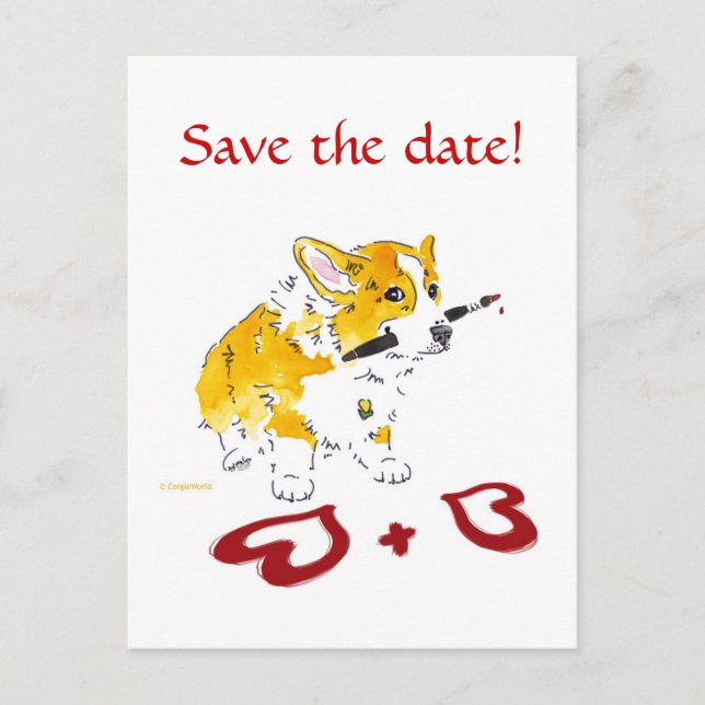 Save the Date! Corgi Postcard (Front)