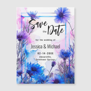 💍 Save the Date Cornflowers and Lavender Elegance Magnetic Invitation