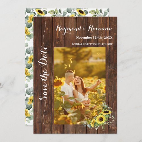 Save the Date Country Greenery Sunflowers Invitation