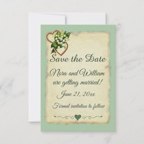 Save The Date Country Light Teal Lily  Hearts