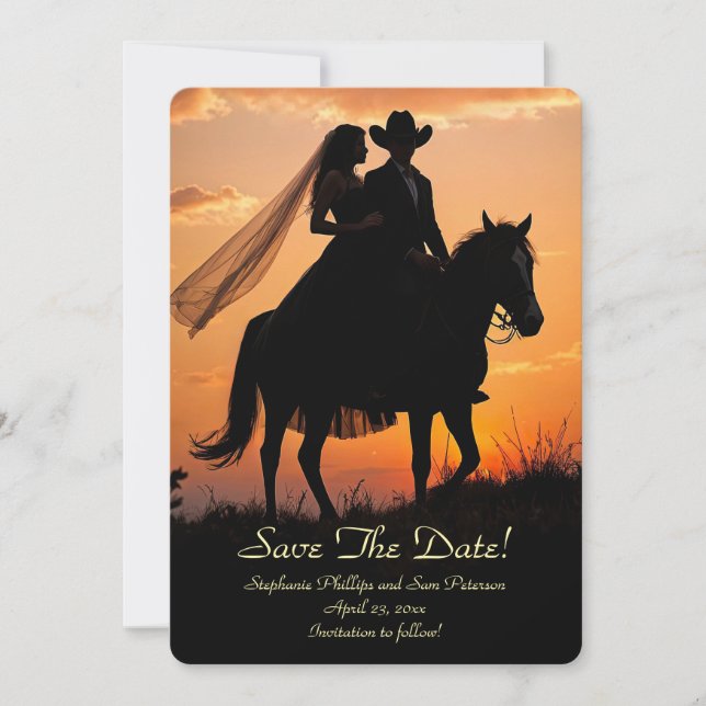 Save the Date Country Western Cowboy Cowgirl Invitation (Front)