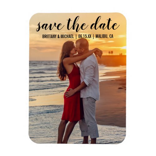 Save The Date Couple Photo Engagement Announcement Magnet