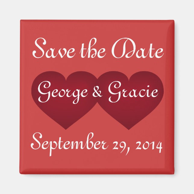 Save the Date Crimson Hearts Magnet (Front)