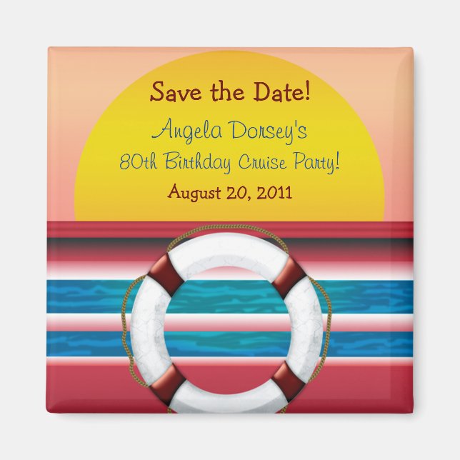 Save the Date Cruise Birthday Magnet (Front)