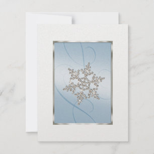 Save the Date Crystal SnowFlake Blue