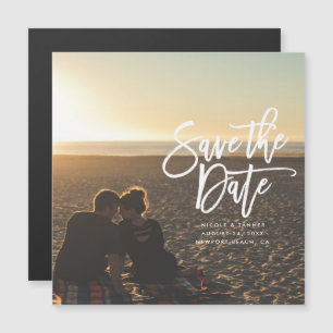 Save the Date cursive script horizontal, landscape Magnetic Invitation