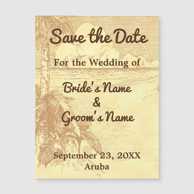 Save the Date Custom Beach Wedding Magnet Card