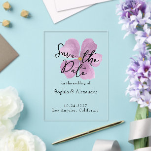 Save The Date - Custom Clear Acrylic Floral Card