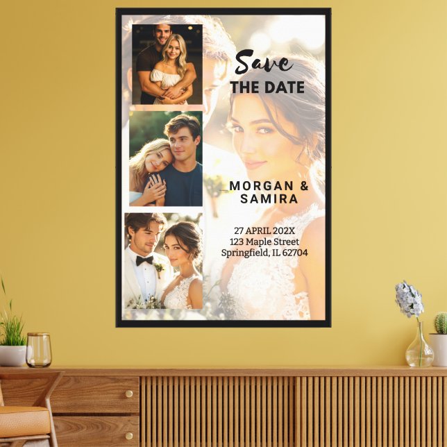 Save the Date Custom Collage on Canvas Print (Insitu(LivingRoom))