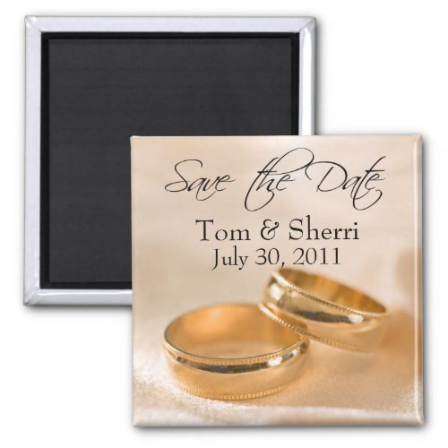 Save the Date Custom Gold Wedding Bands Magnets