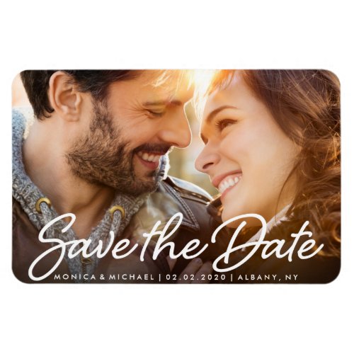 Save the Date Custom Photo Fancy Script Magnet