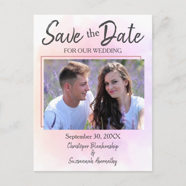  Save The Date Custom Photo Simple Marriage Announcement Postcard (Front)